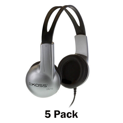 Koss UR-10 Closed-ear Design Stereo Headphones, 5 Pack